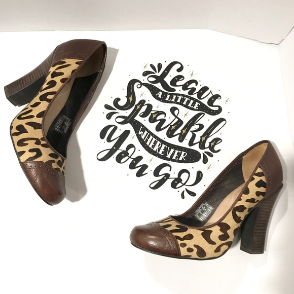 FOSSIL SAHARA HEELS PUMPS CHEETAH LEOPARD ANIMAL 8 - Picture 2 of 9